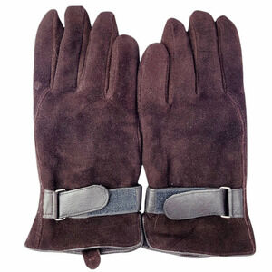 HP Men's Thinsulate Lined Dark Brown with‎ Wrist Strap Leather Gloves Size M